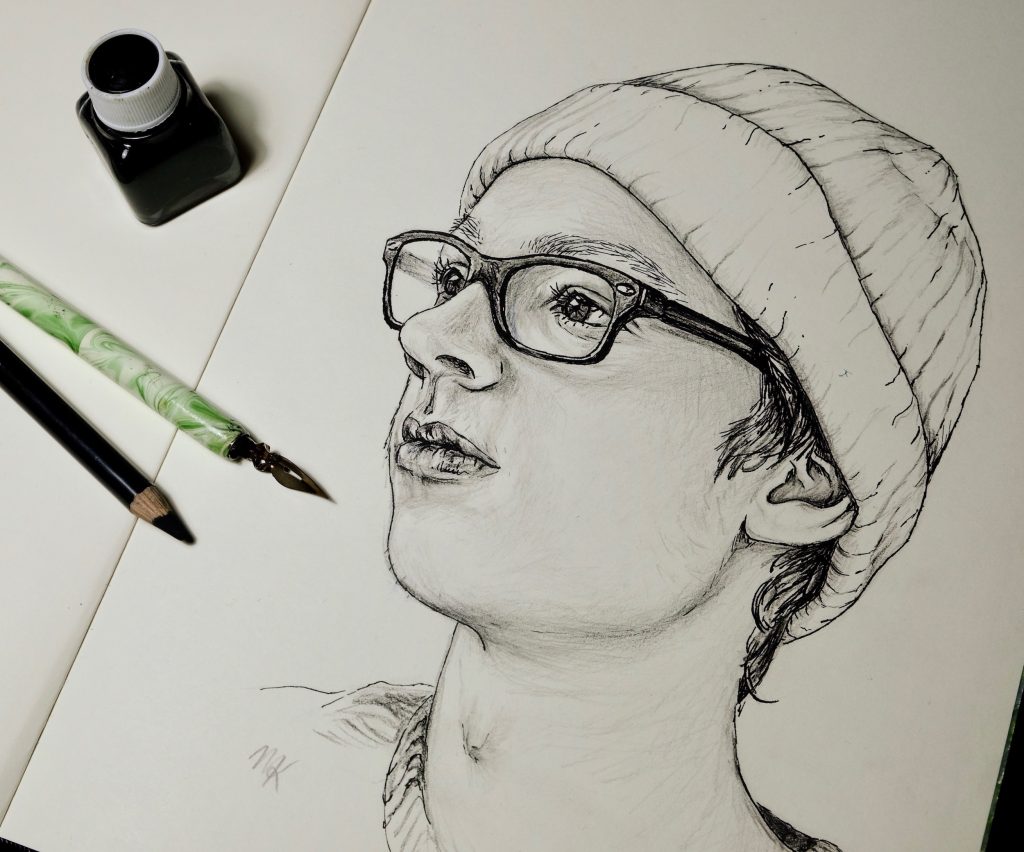 "Favorite Beanie" 2: een tekening gemaakt door Mirjam Kleywegt