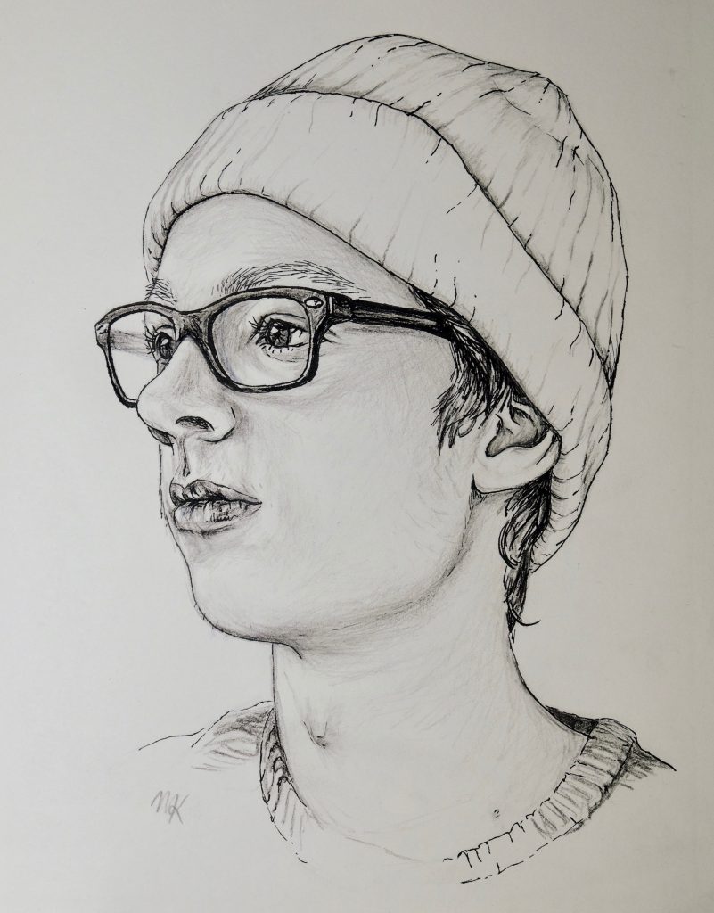 "Favorite Beanie": een tekening gemaakt door Mirjam Kleywegt